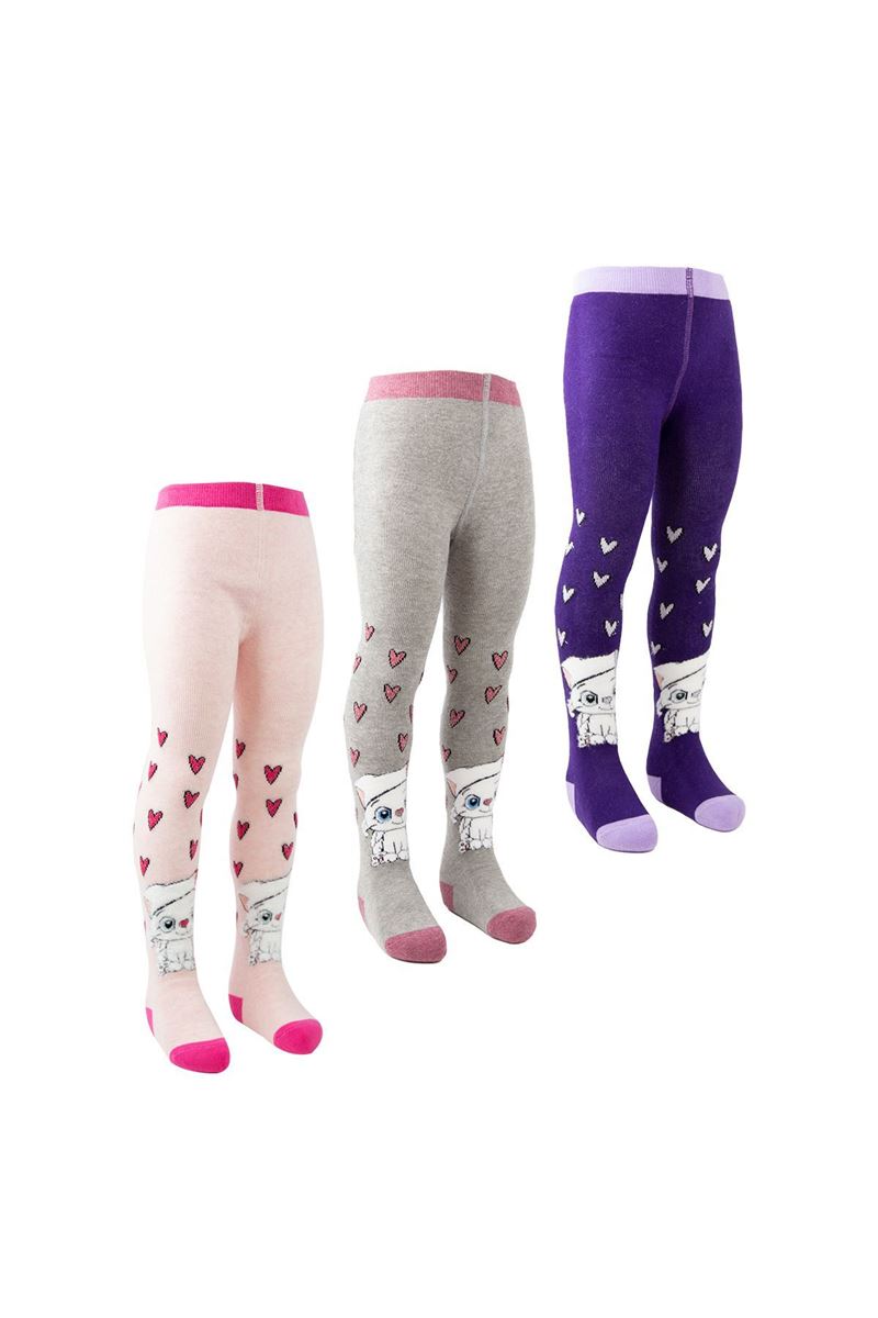 BROSS CAT PATTERNED BABY GIRLS  TERRY SOCKS ASORTY