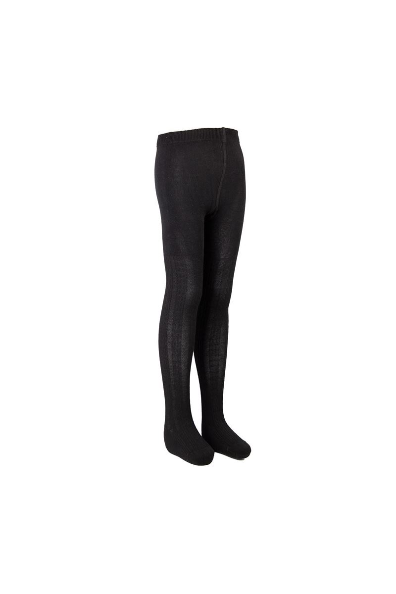 BROSS CABLE PATTERNED GIRLS PANTYHOSE BLACK