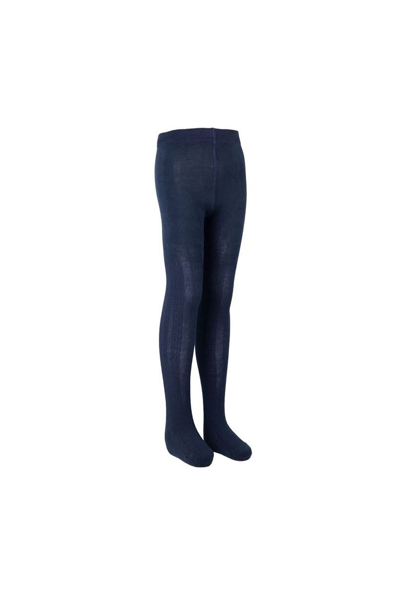 BROSS CABLE PATTERNED GIRLS PANTYHOSE NAVY BLUE