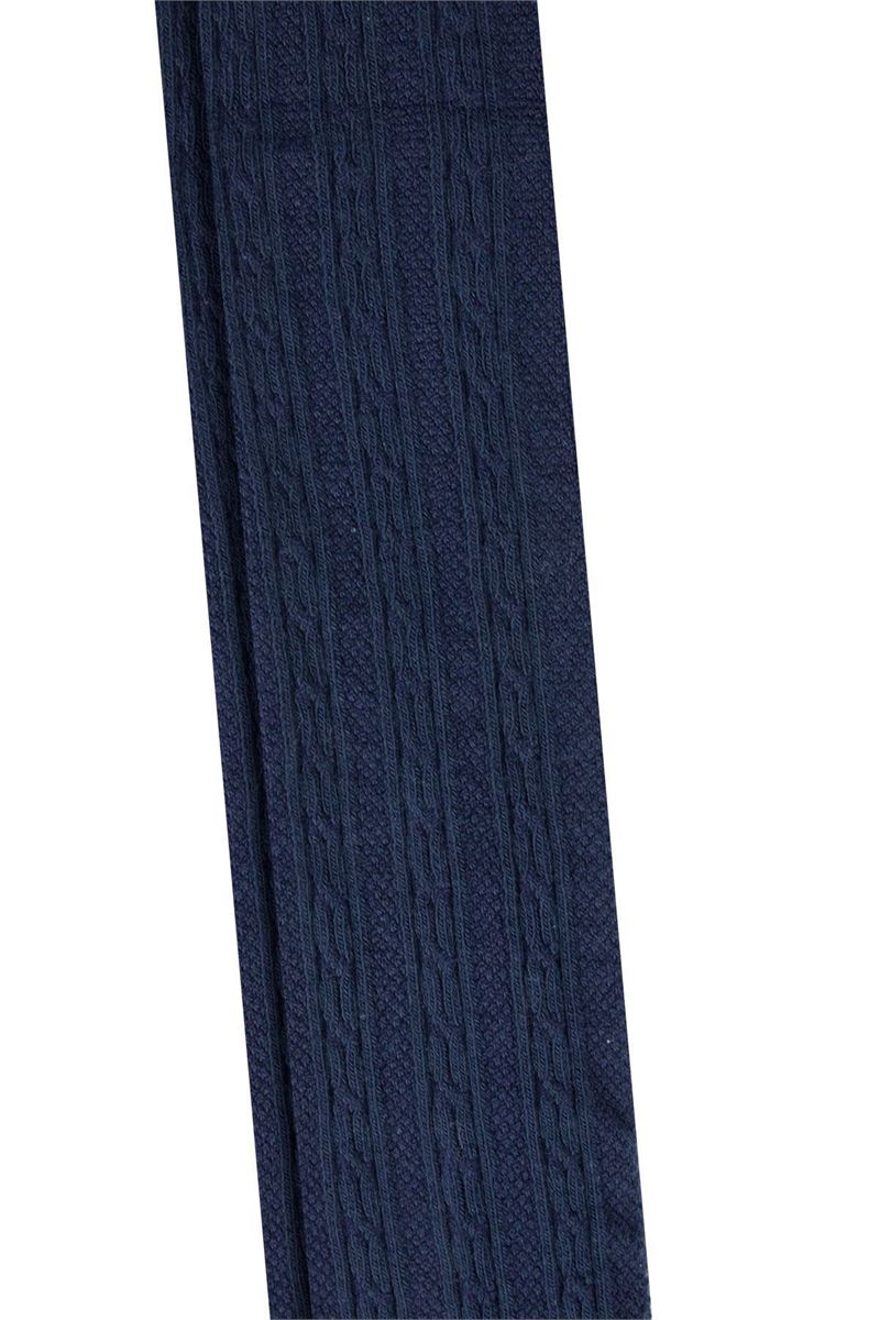 BROSS CABLE PATTERNED GIRLS PANTYHOSE NAVY BLUE