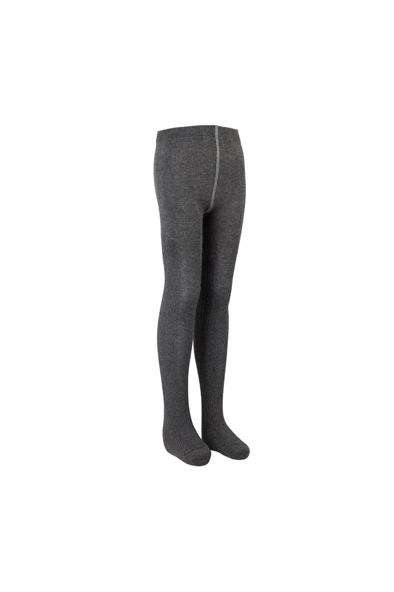 BROSS CABLE PATTERNED GIRLS PANTYHOSE ANTHRACITE