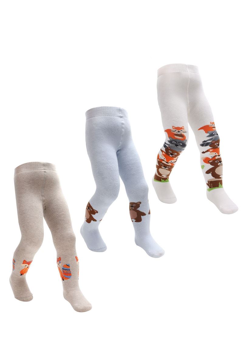 BROSS ANIMAL PATTERNED TOWEL BABY BOYS PANTYHOSE ASORTY