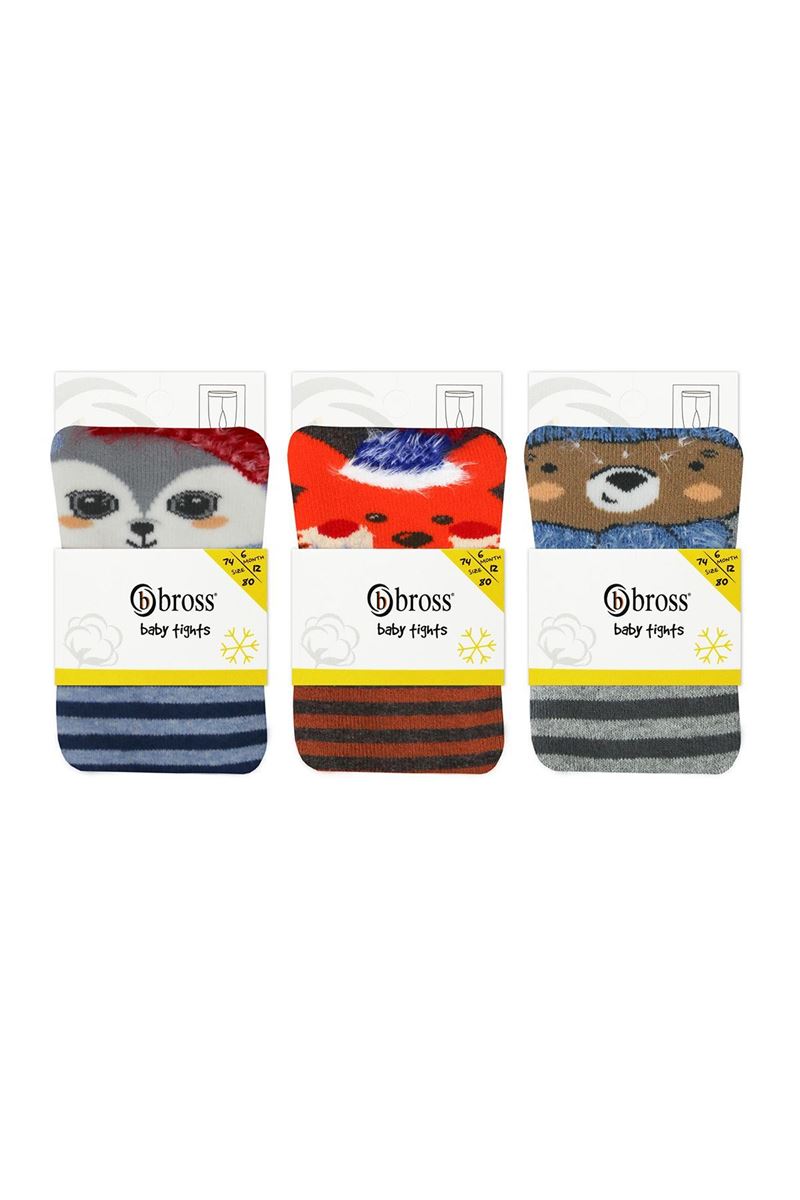 BROSS ANIMAL AND CIRCLE PATTERNED BABY BOYS TERRY PENTY ASORTY
