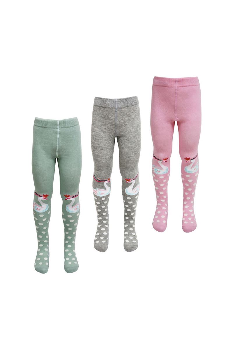 BROSS SWAN AND POINT PATTERNED GIRLS TIGHTS ASORTY