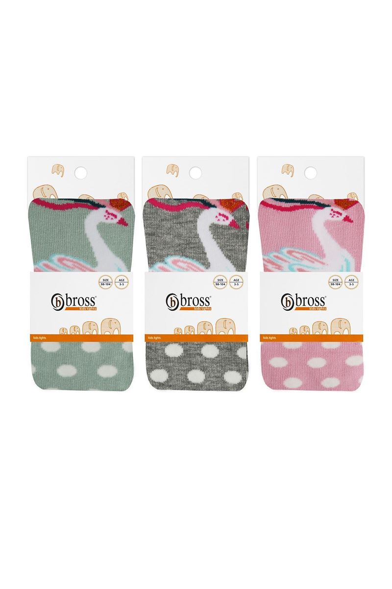 BROSS SWAN AND POINT PATTERNED GIRLS TIGHTS ASORTY