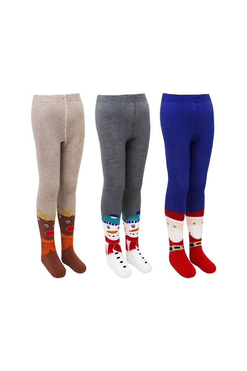 BROSS SANTA CLAUS PATTERN BOY TERRY TIGHTS ASORTY