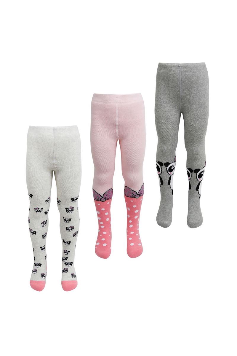 PANDA PATTERNED BABY GIRLS TERRY PENTYHOSE ASORTY