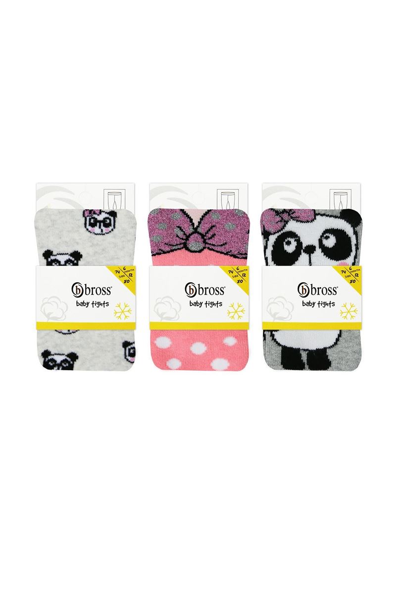 PANDA PATTERNED BABY GIRLS TERRY PENTYHOSE ASORTY