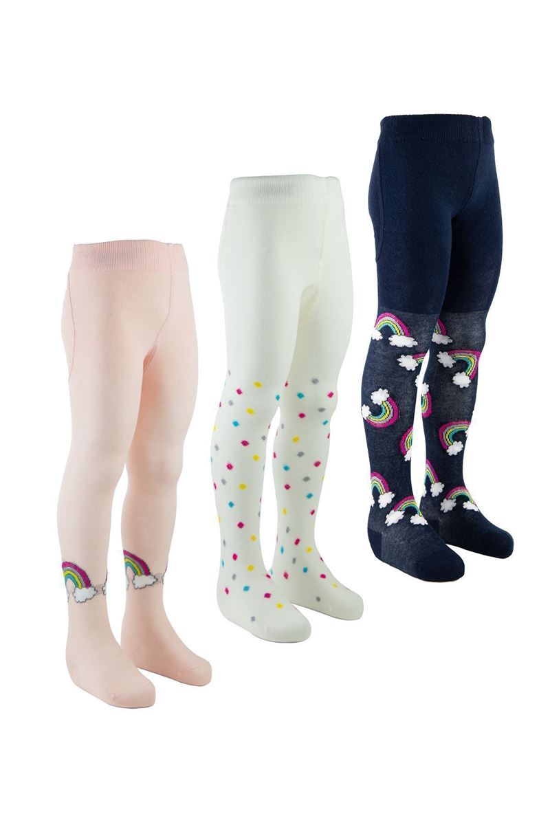 BROSS RAINBOW PATTERN BABY GIRL TIGHTS ASORTY