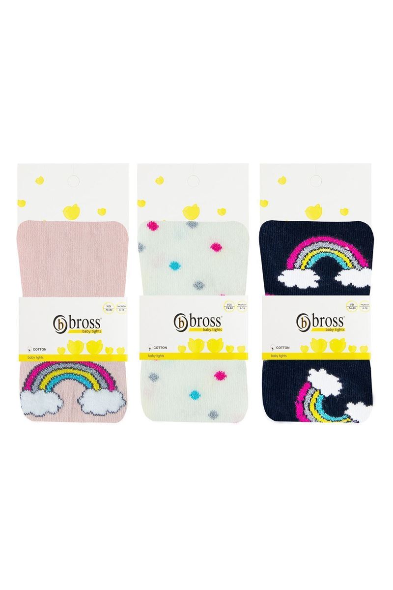 BROSS RAINBOW PATTERN BABY GIRL TIGHTS ASORTY