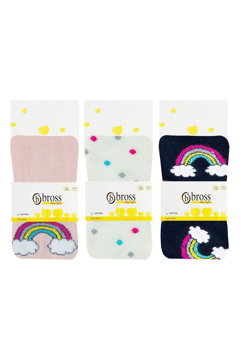 RAINBOW PATTERN BABY GIRL TIGHTS ASORTY