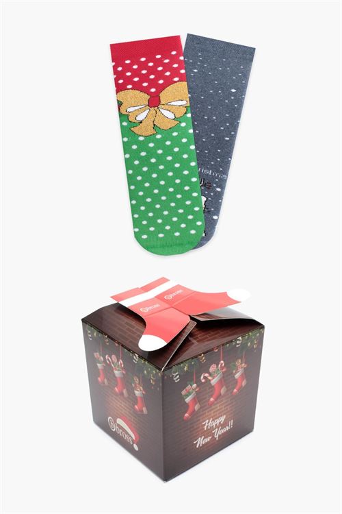 Merry Christmas Patterned Terry Kids Socks 2