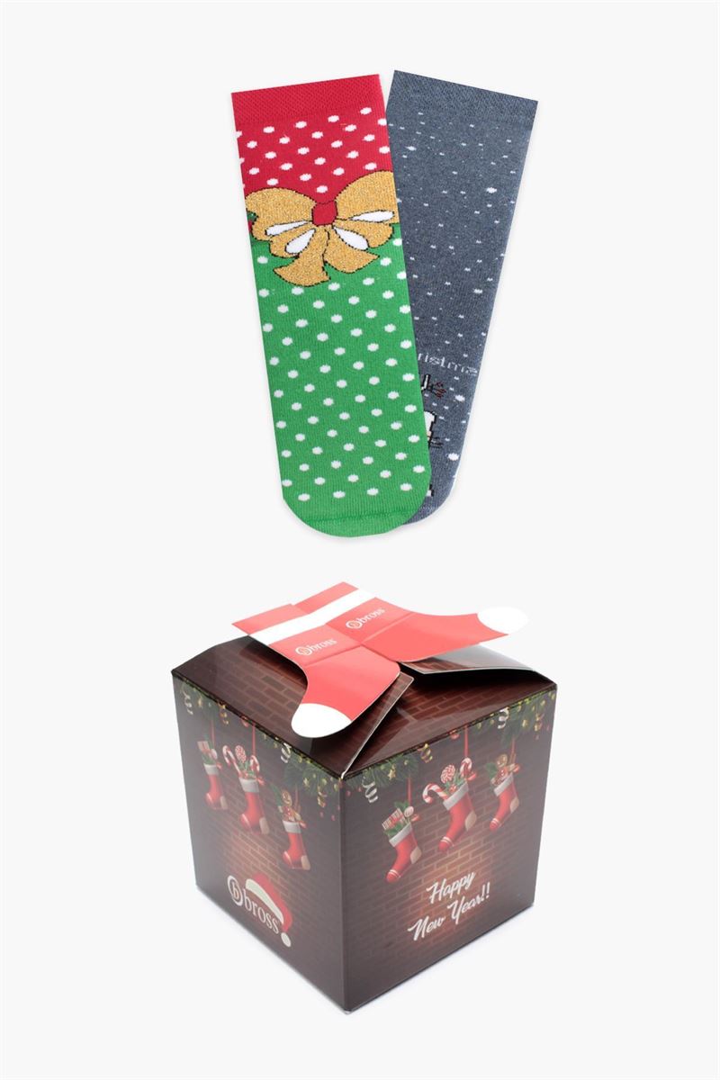 BROSS
 MERRY CHRISTMAS PATTERNED TERRY KIDS SOCKS ASORTY