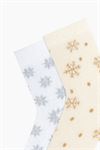 SNOWFLAKE PATTERNED FEATHERY WOMENS SOCKS