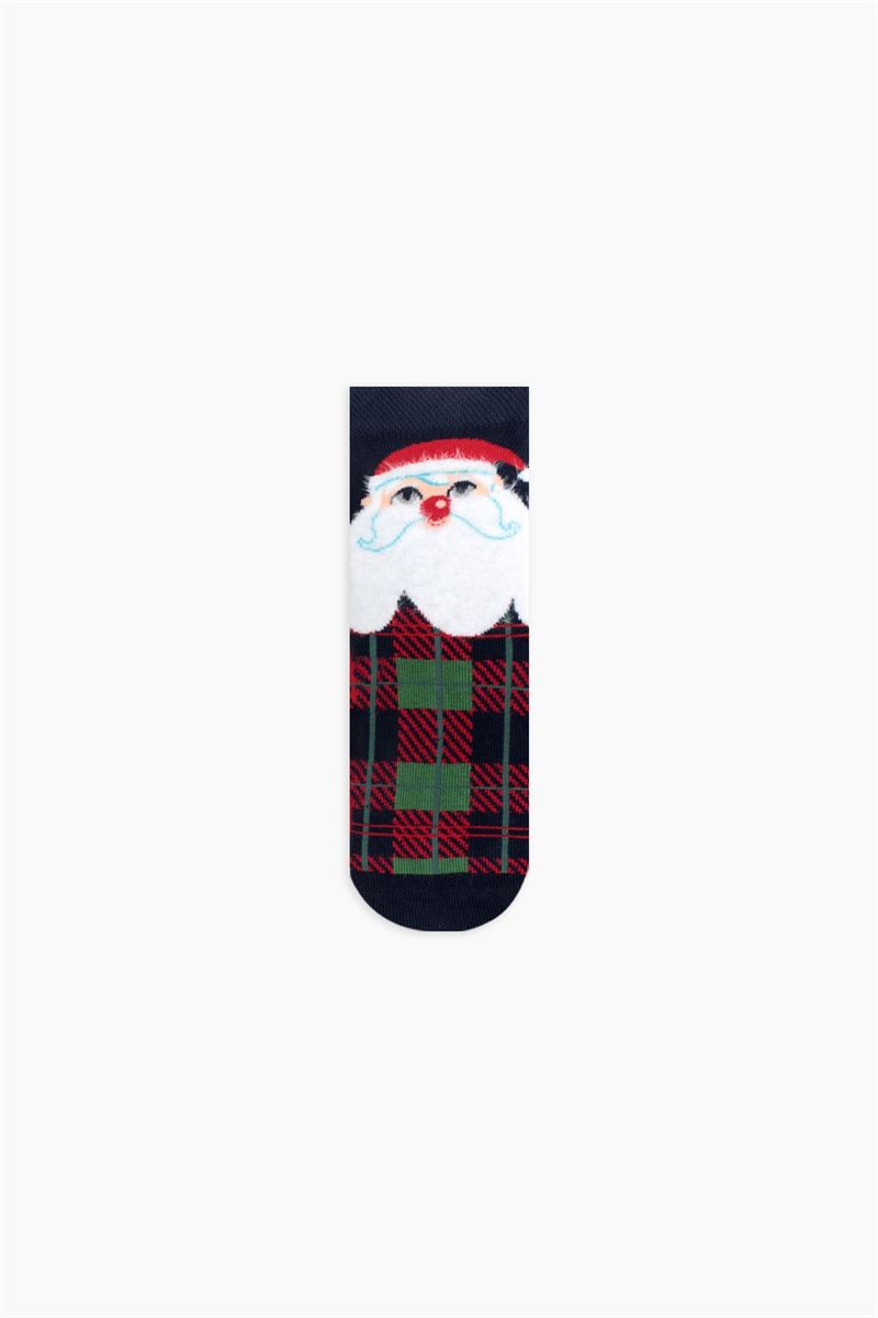 SANTA CLAUS PATTERNED FATHER-BOY SOCKS COMBINATION NAVY BLUE