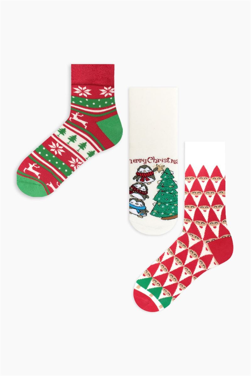 BROSS BOXED NOEL PATTERNED KIDS-FAMILY SOCKS COMBI