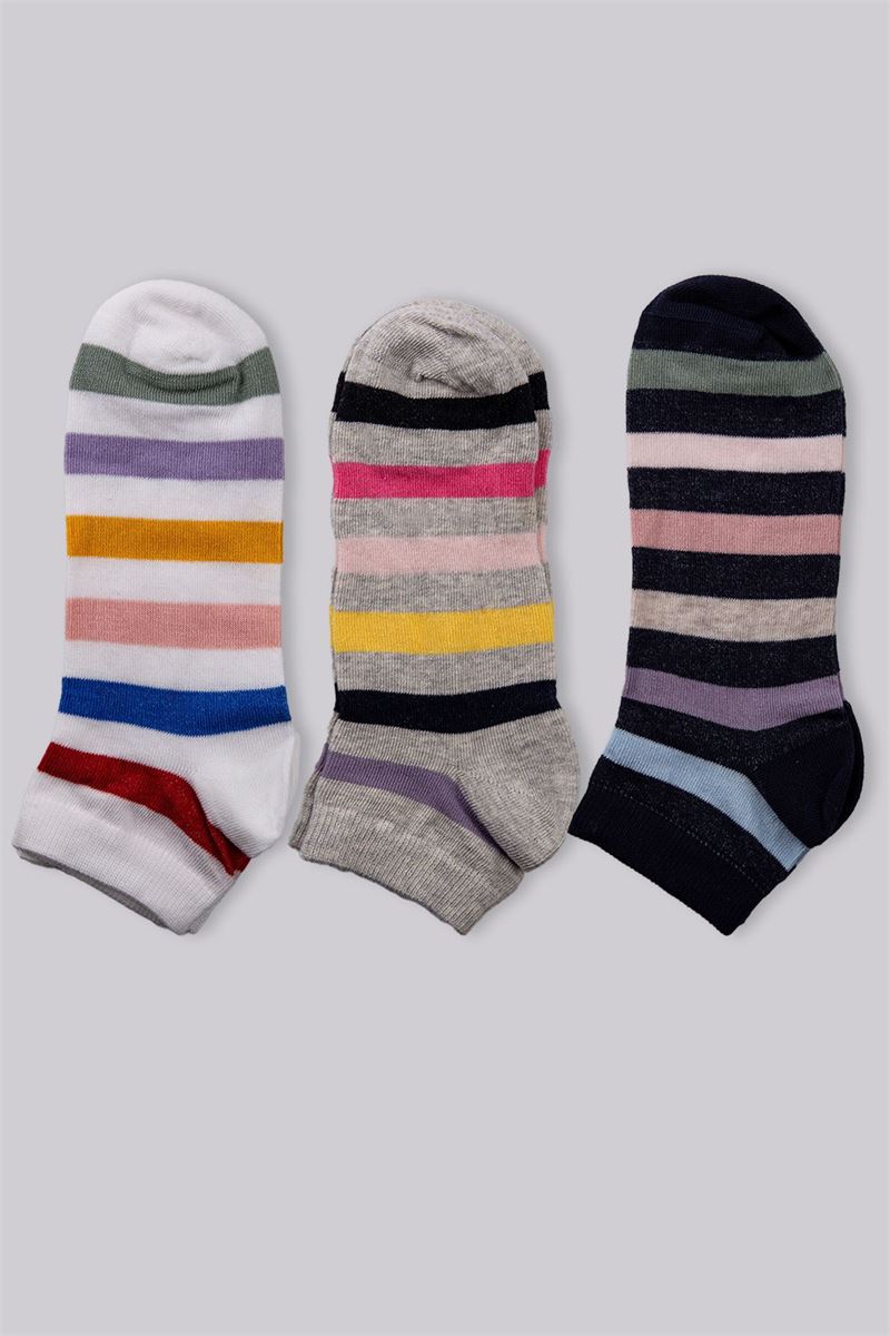 TULIP WOMEN STRIPED ANKLE SOCKS ASORTY