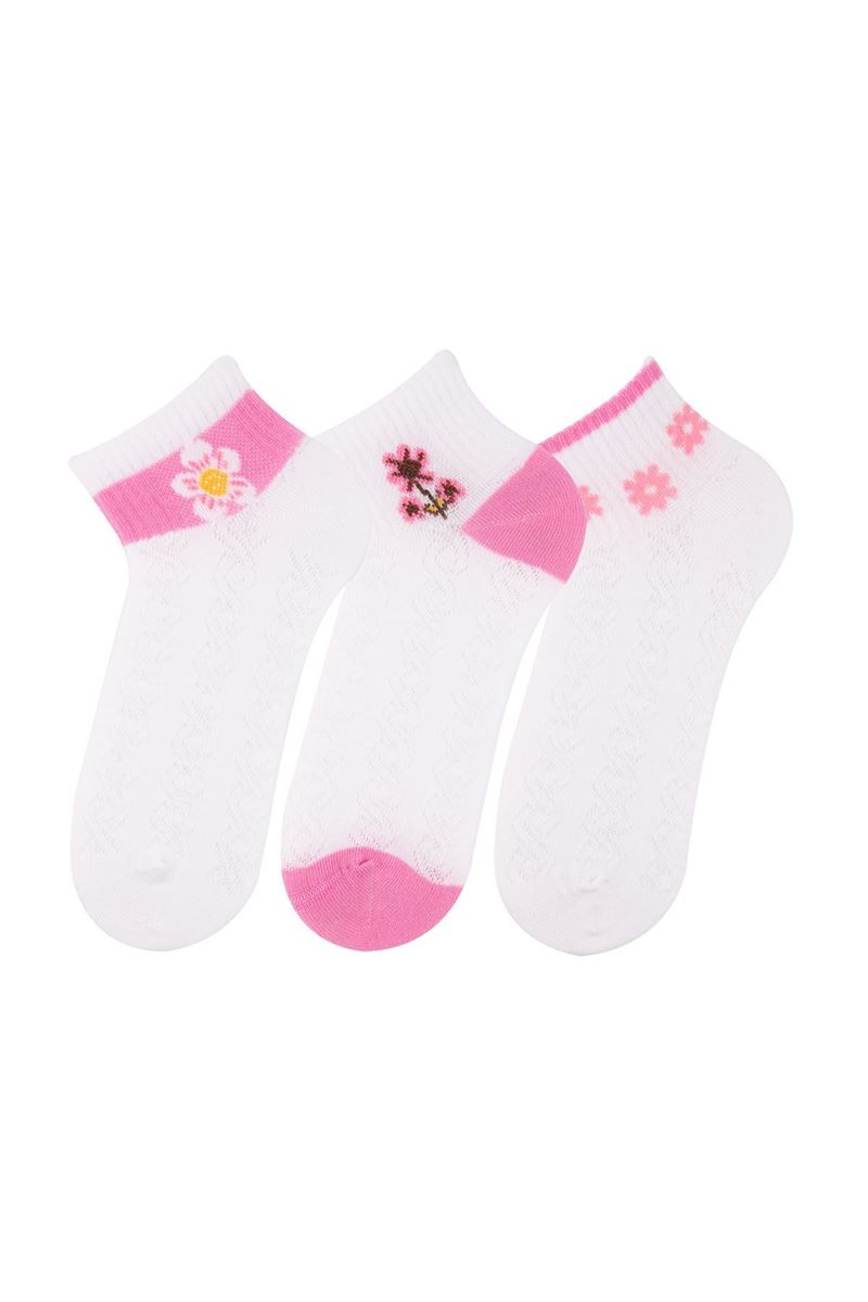 BROSS PINKY FLOWERS GIRLS ANKLE SOCKS ASORTY
