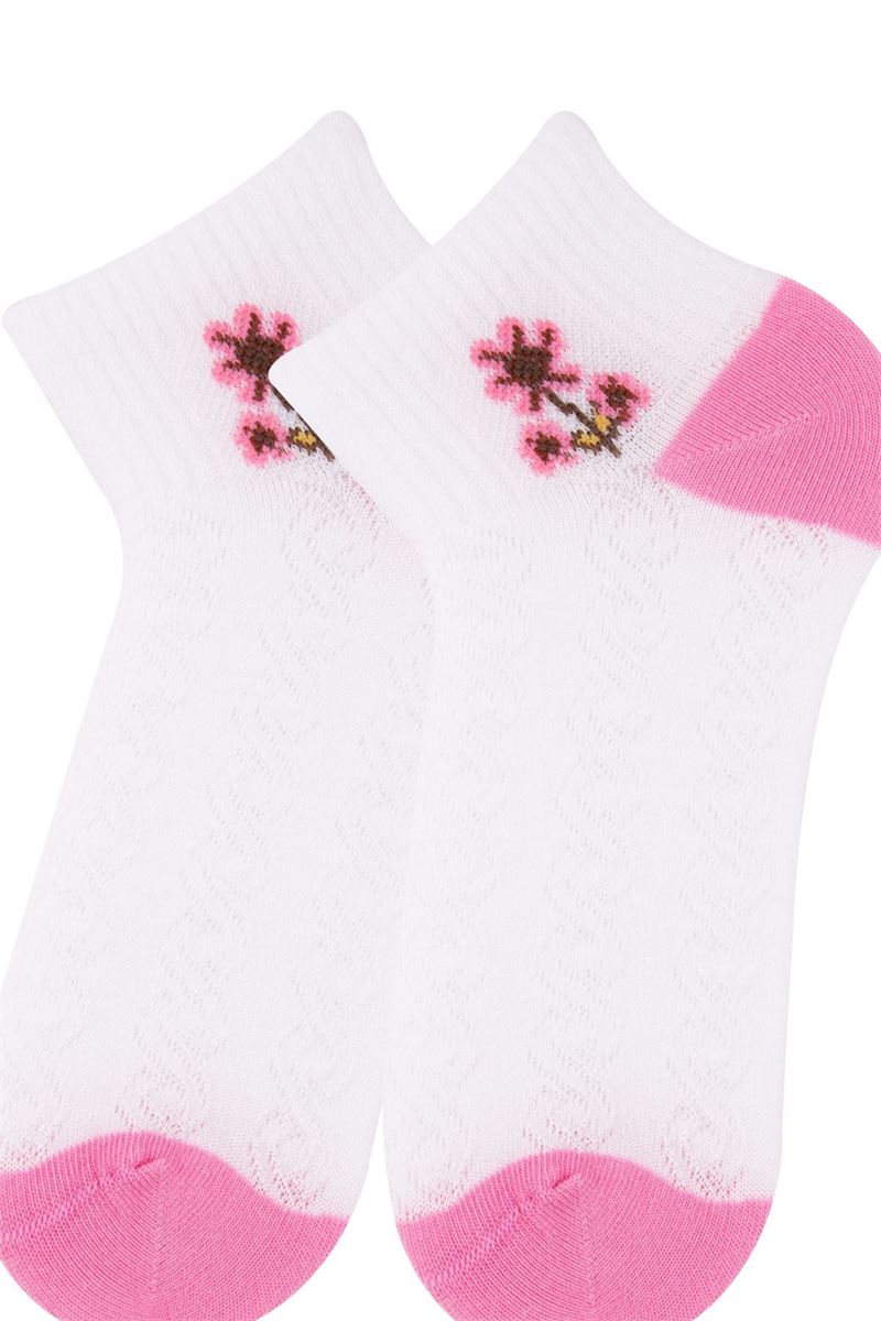 BROSS PINKY FLOWERS GIRLS ANKLE SOCKS ASORTY