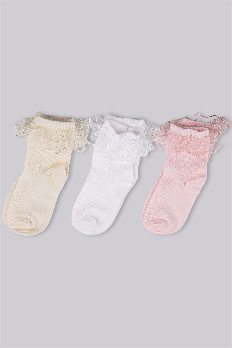 GIRLS' LACY ANKLE SOCKS ASORTY