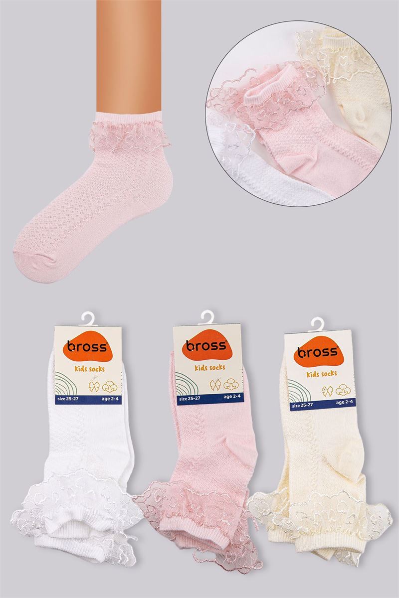 GIRLS' LACY ANKLE SOCKS ASORTY