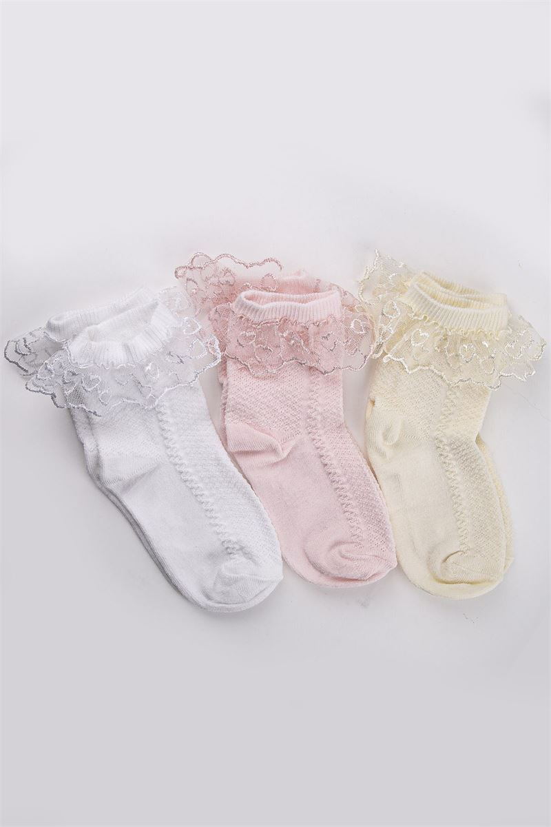 GIRLS' LACY ANKLE SOCKS ASORTY