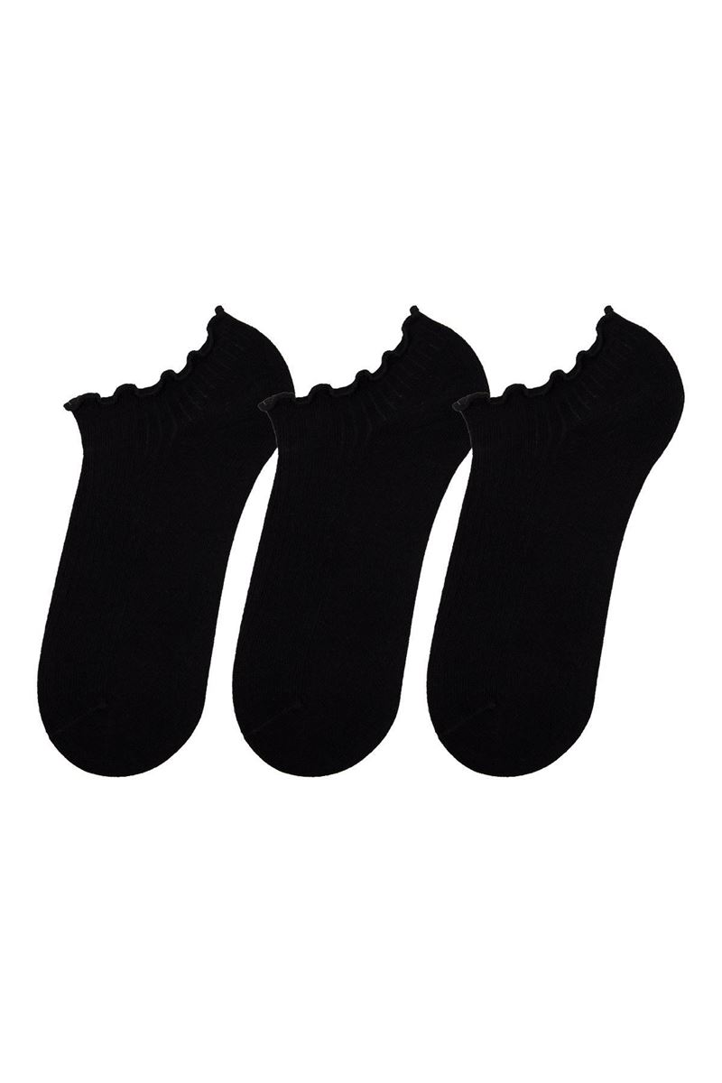 BROSS WOMEN STRIPPED ANKLE SOCKS BLACK