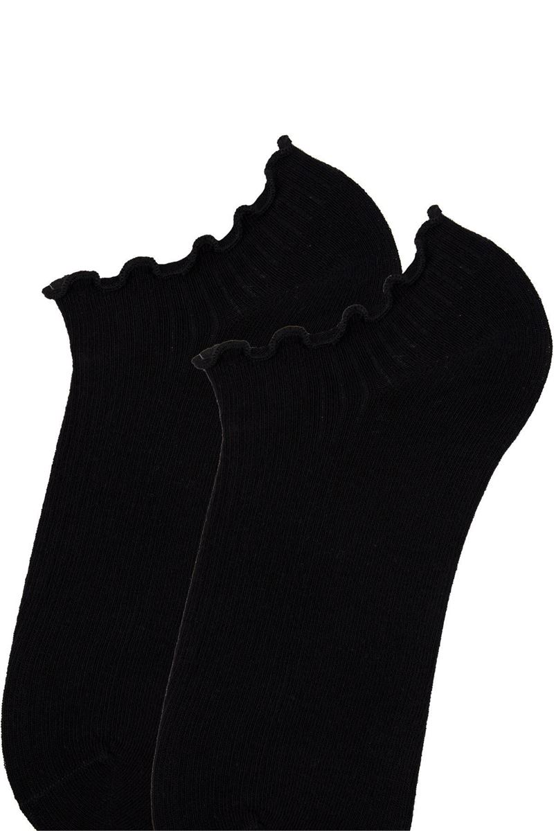 BROSS WOMEN STRIPPED ANKLE SOCKS BLACK