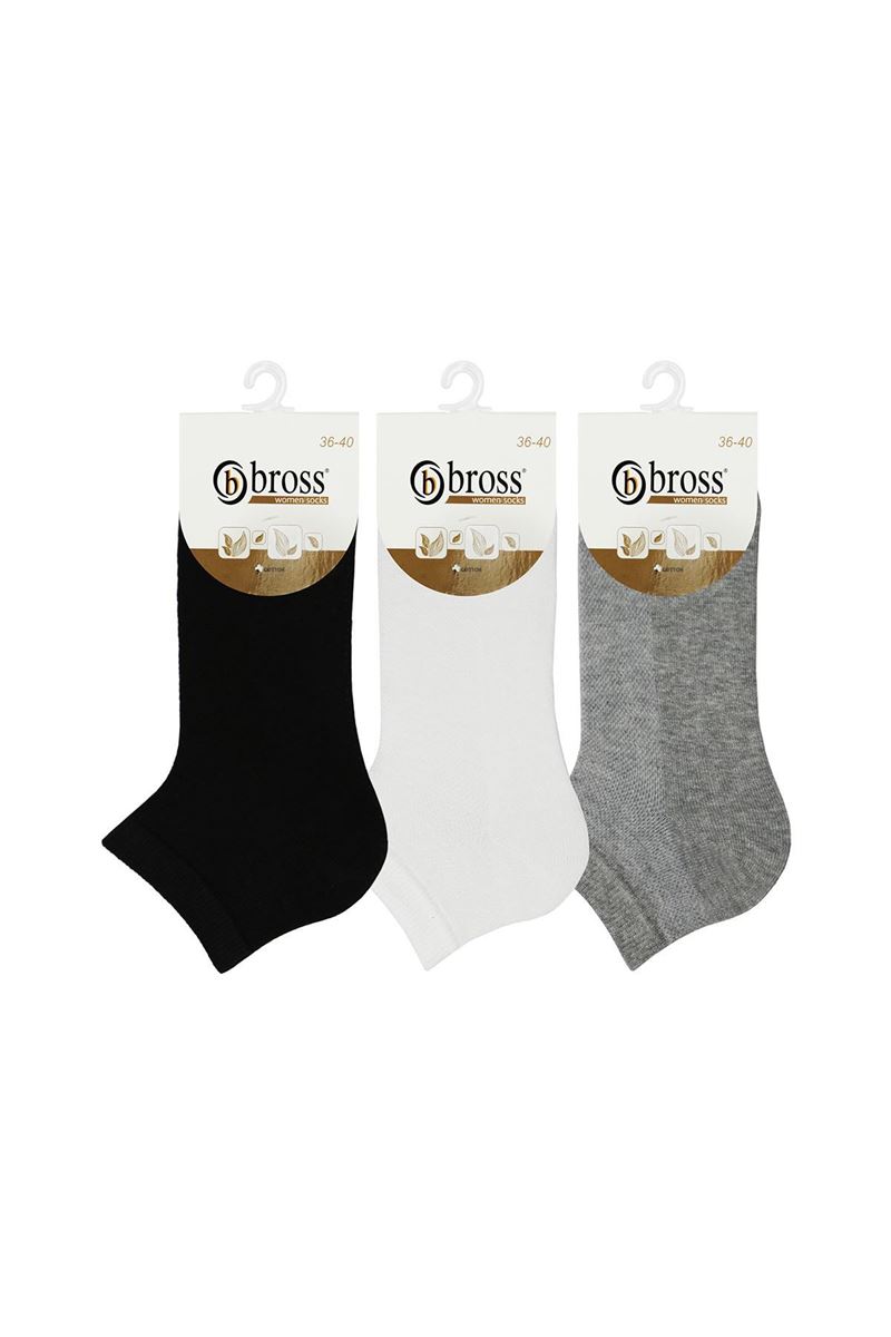 BROSS RINGED AND PLAIN BRASS MESH WOMENS SHAFTLESS SOCK ASORTY