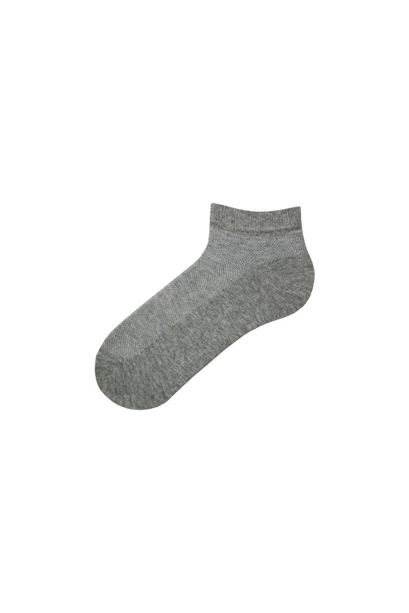 BROSS RINGED AND PLAIN BRASS MESH WOMENS SHAFTLESS SOCK GRAY MELANGE