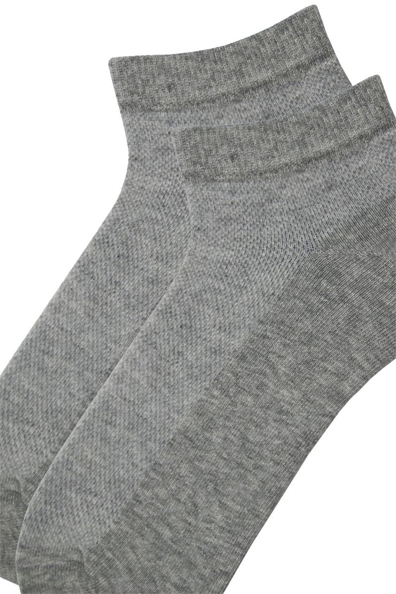 BROSS RINGED AND PLAIN BRASS MESH WOMENS SHAFTLESS SOCK GRAY MELANGE