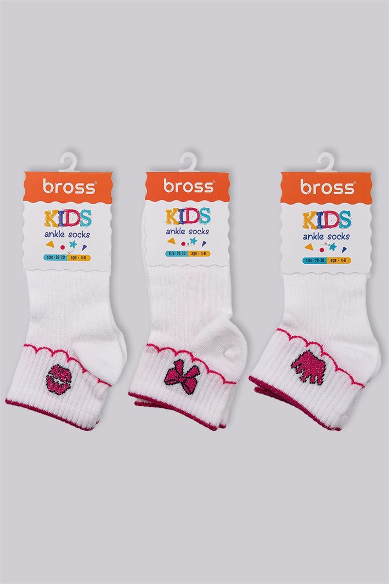 BOW, LIP, CROWN GIRLS ANKLE SOCKS ASORTY