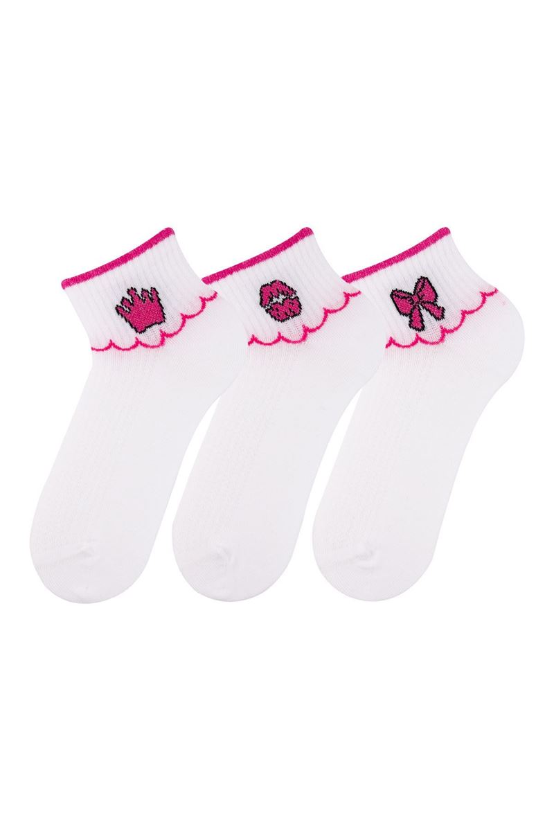 BOW, LIP, CROWN GIRLS ANKLE SOCKS ASORTY