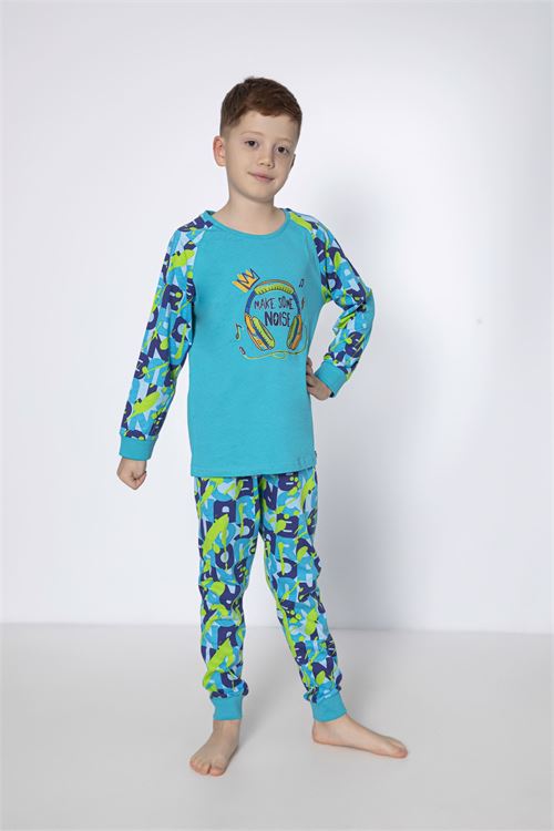 Kulaklık baskılı erkek  çocuk pijama takımı 6