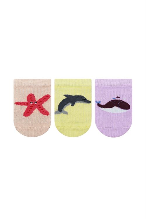 Whale And Starfish Patterned Baby Girls Booties S 12
