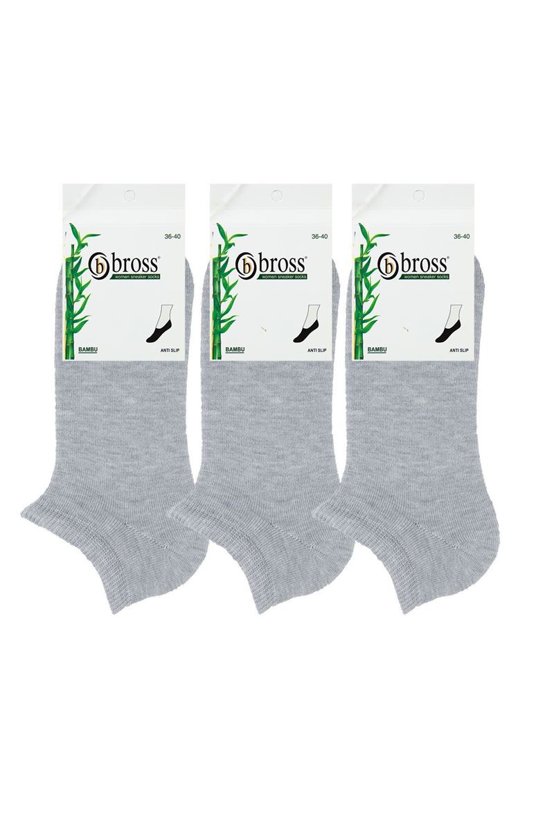 BROSS WOMEN BAMBOO SNEAKER SOCKS GRAY MELANGE