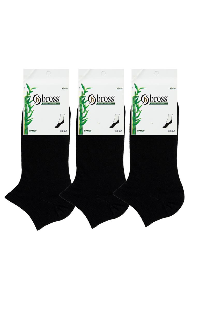 BROSS WOMEN BAMBOO SNEAKER SOCKS BLACK