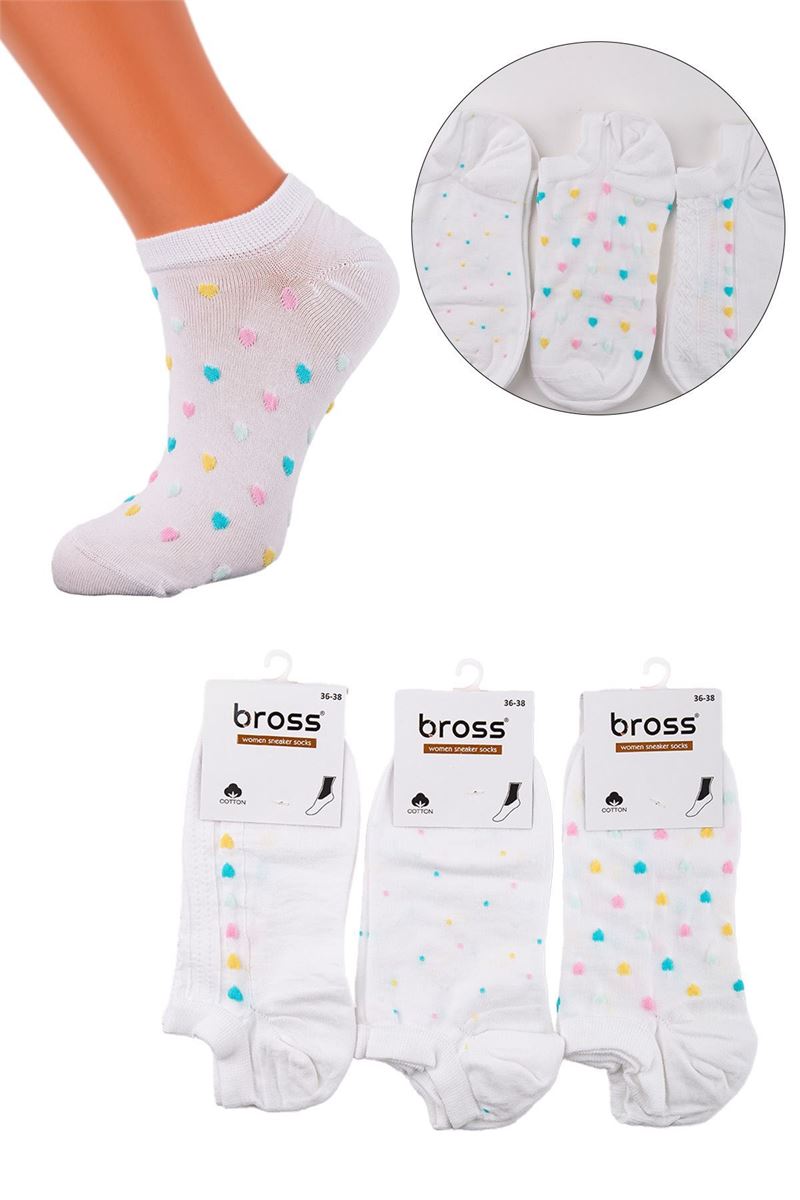 BROSS DOT, EMBOSSED WOMEN SNEAKER SOCKS ASORTY