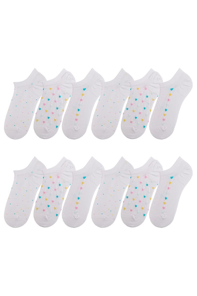 BROSS DOT, EMBOSSED WOMEN SNEAKER SOCKS ASORTY