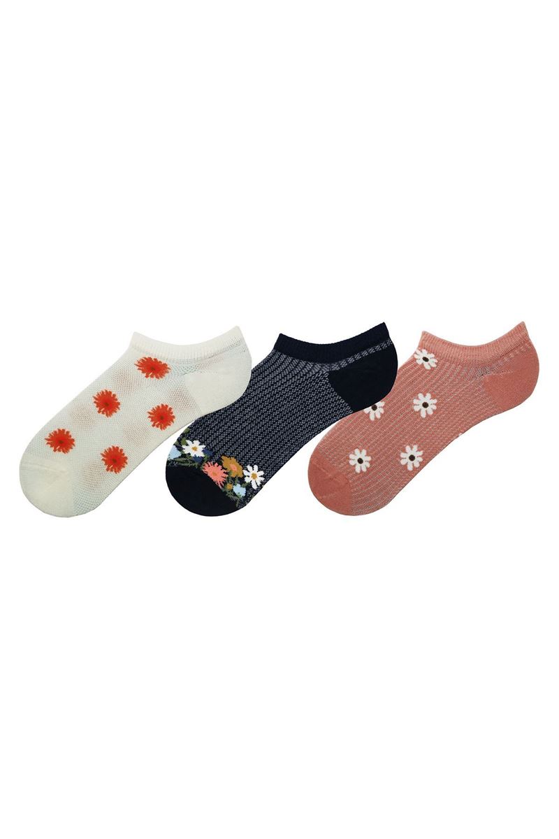 BROSS FLOWER PATTERNED WOMENS SNEAKER SOCKS ASORTY
