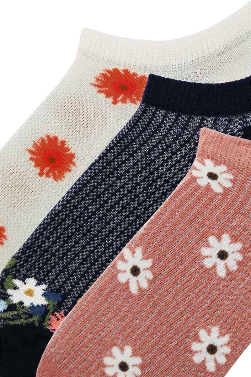 BROSS FLOWER PATTERNED WOMENS SNEAKER SOCKS ASORTY