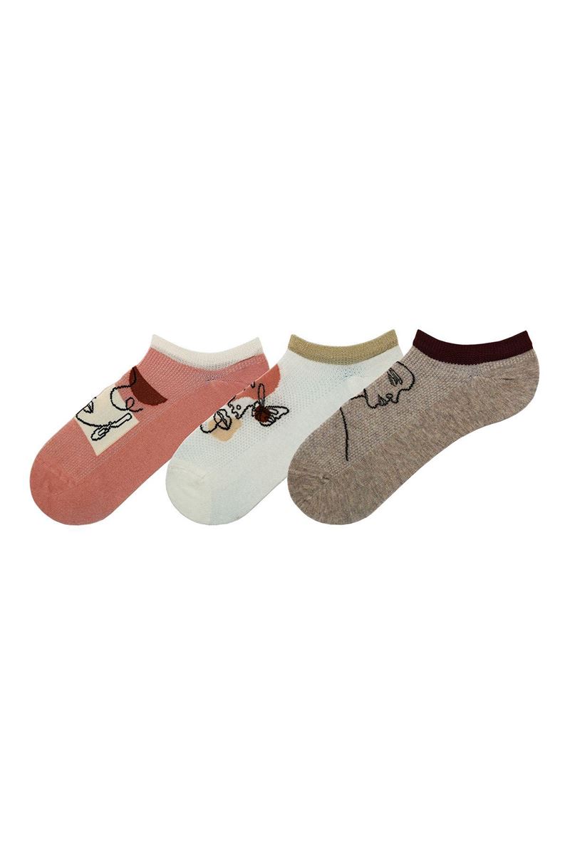 LADY SILHOUETTE PATTERNED WOMENS SNEAKER SOCKS