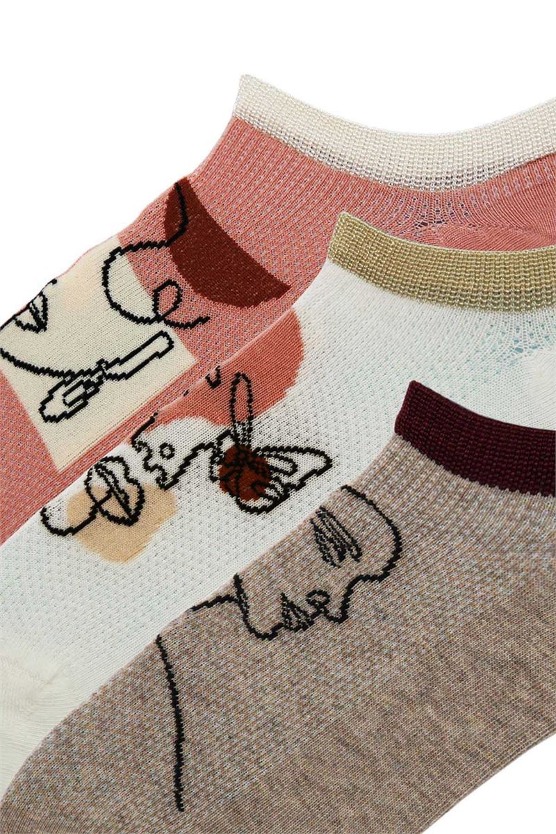 LADY SILHOUETTE PATTERNED WOMENS SNEAKER SOCKS