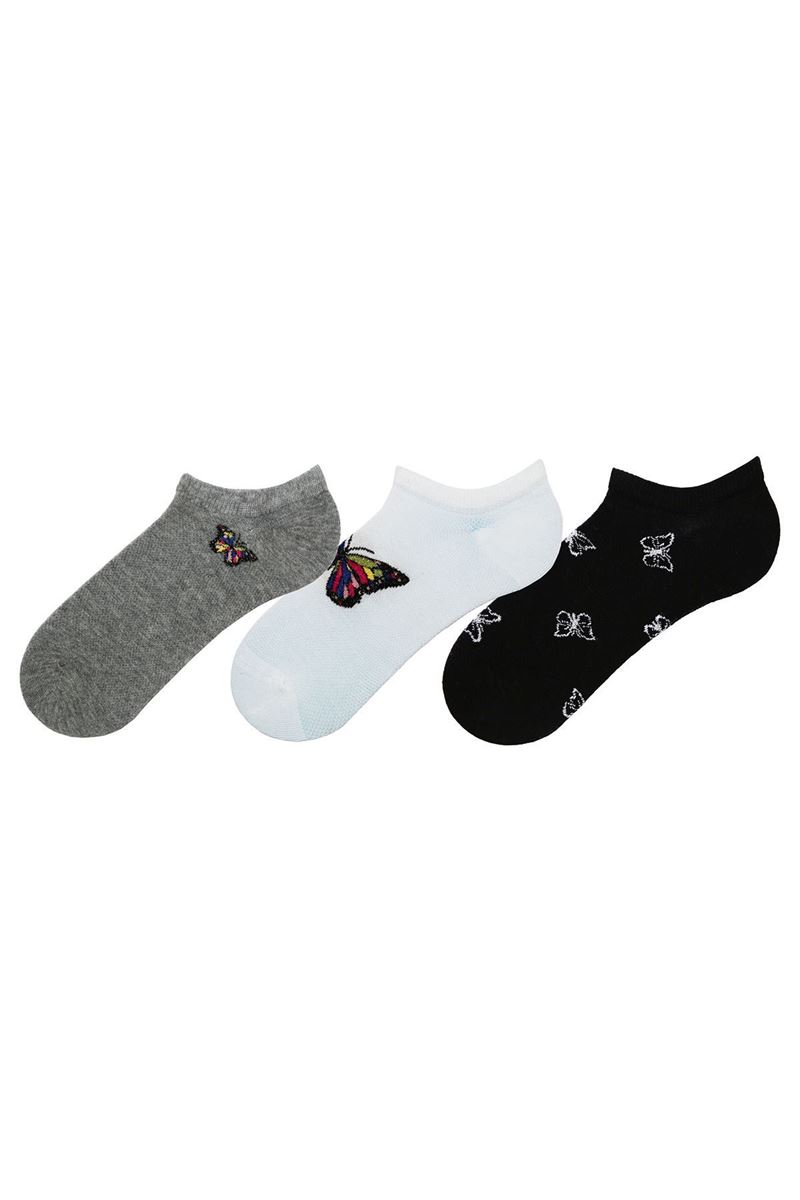 BUTTERFLY PATTERNED WOMENS SNEAKER SOCKS