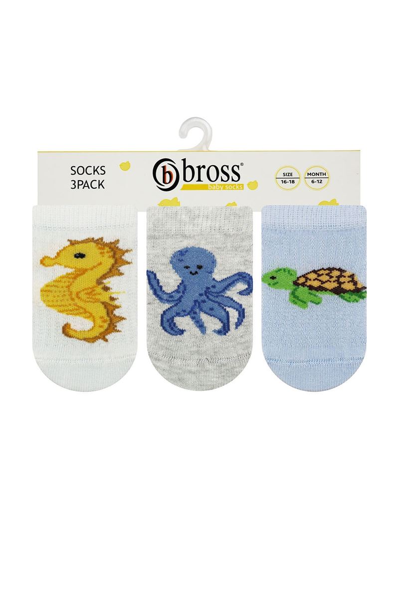 BROSS SEA ANIMAL BABY BOYS SNEAKER SOCKS ASORTY