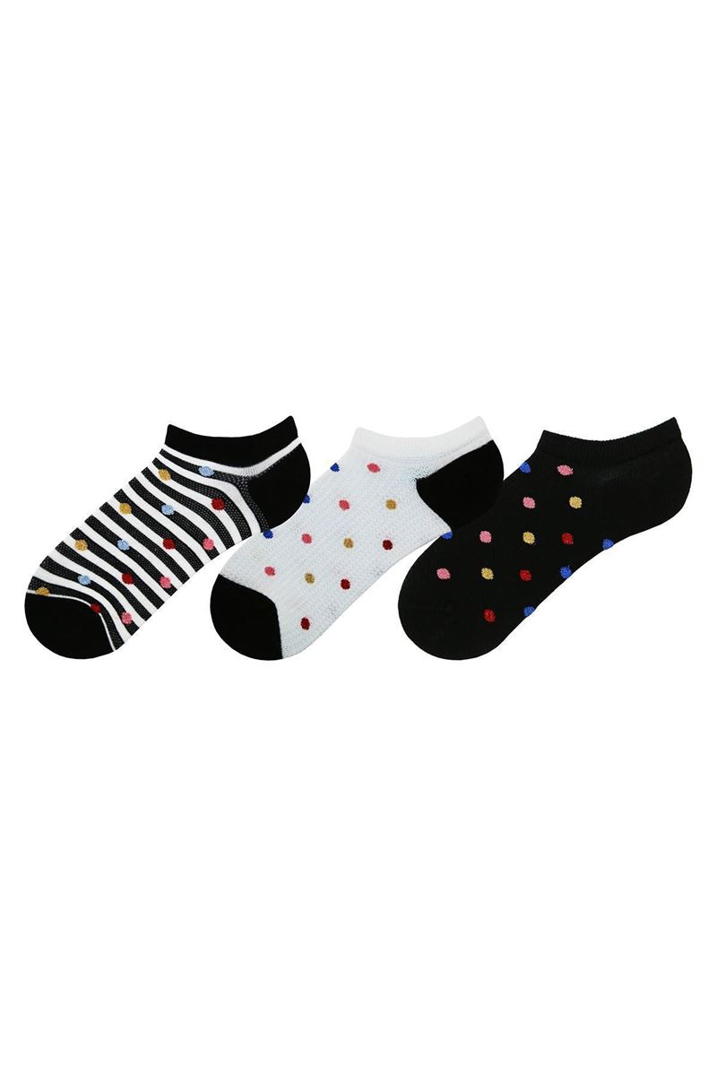 BROSS CIRCLE WOMENS SNEAKER SOCKS WITH GLITTERY POINTS ASORTY