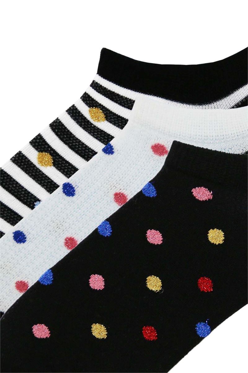 BROSS CIRCLE WOMENS SNEAKER SOCKS WITH GLITTERY POINTS ASORTY