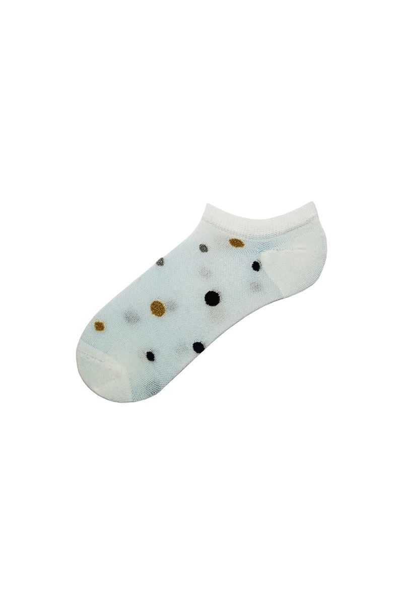 SILVERY POLKA-DOT WOMENS SNEAKER SOCKS