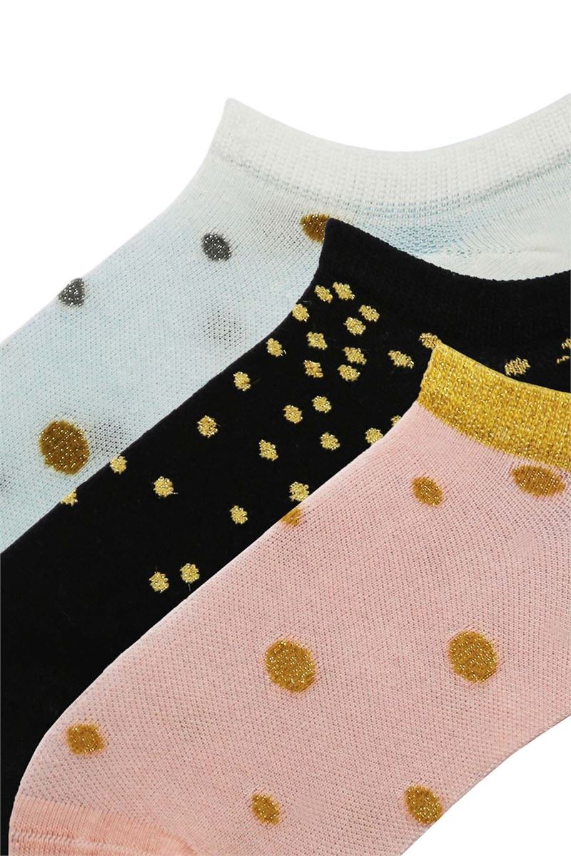 SILVERY POLKA-DOT WOMENS SNEAKER SOCKS