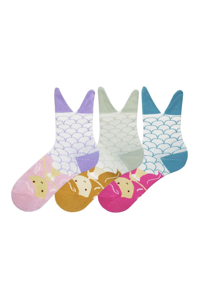 BROSS 3D MERMAID PATTERNED GIRLS SOCKS ASORTY